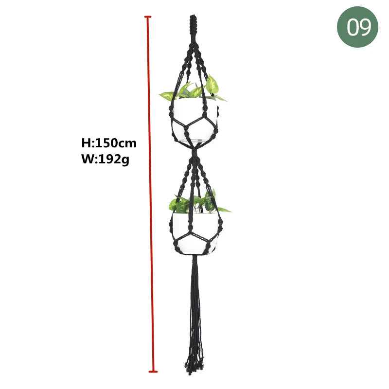 Macrame handmade plant hanger baskets flower pots holder balcony hanging decoration knotted lifting rope home garden supplies