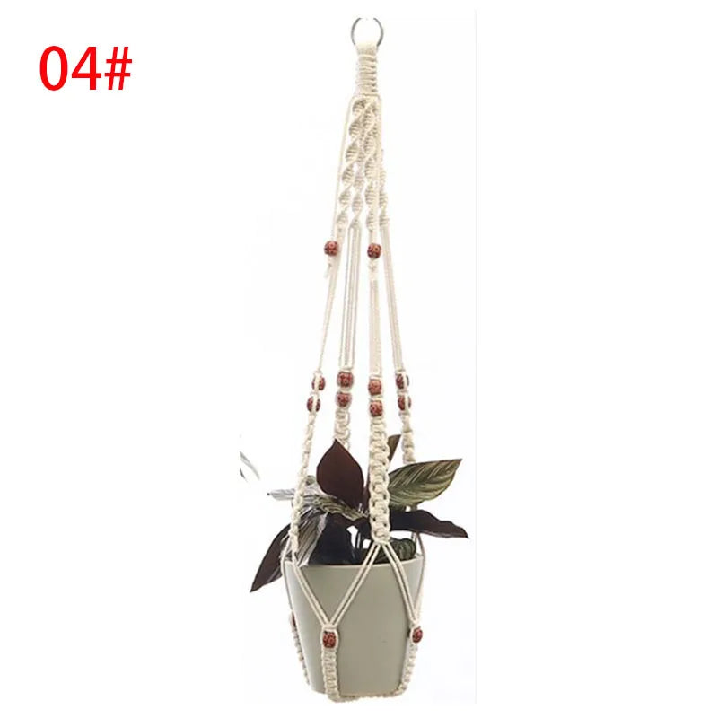 100% Handmade Macrame Plant Hanger Flower Pot Baskets Hanging Net Cotton for Home Wall Decoration Vertical Garden Tools D3