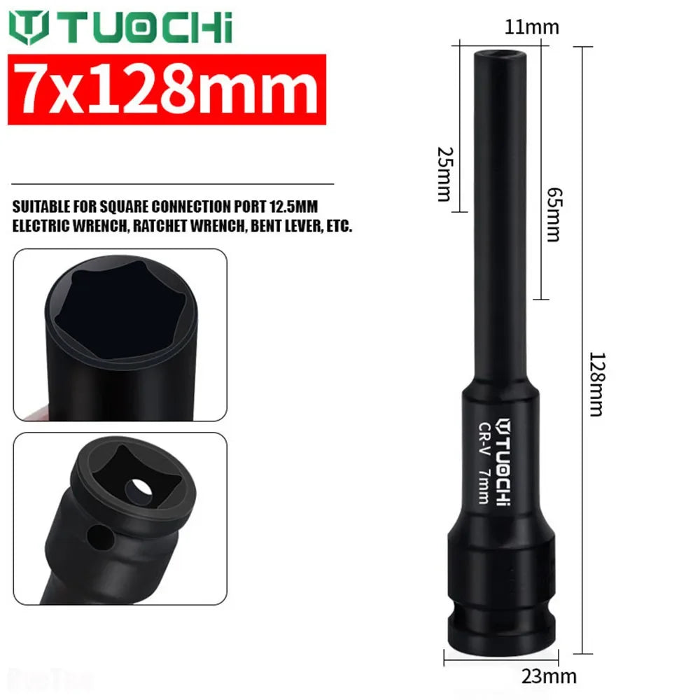 Extra Long 128mm 1/2 Drive Impact Deep Shallow Socket Thin Outer Layer Hex Socket for Car Machine Repair Tools Accessories