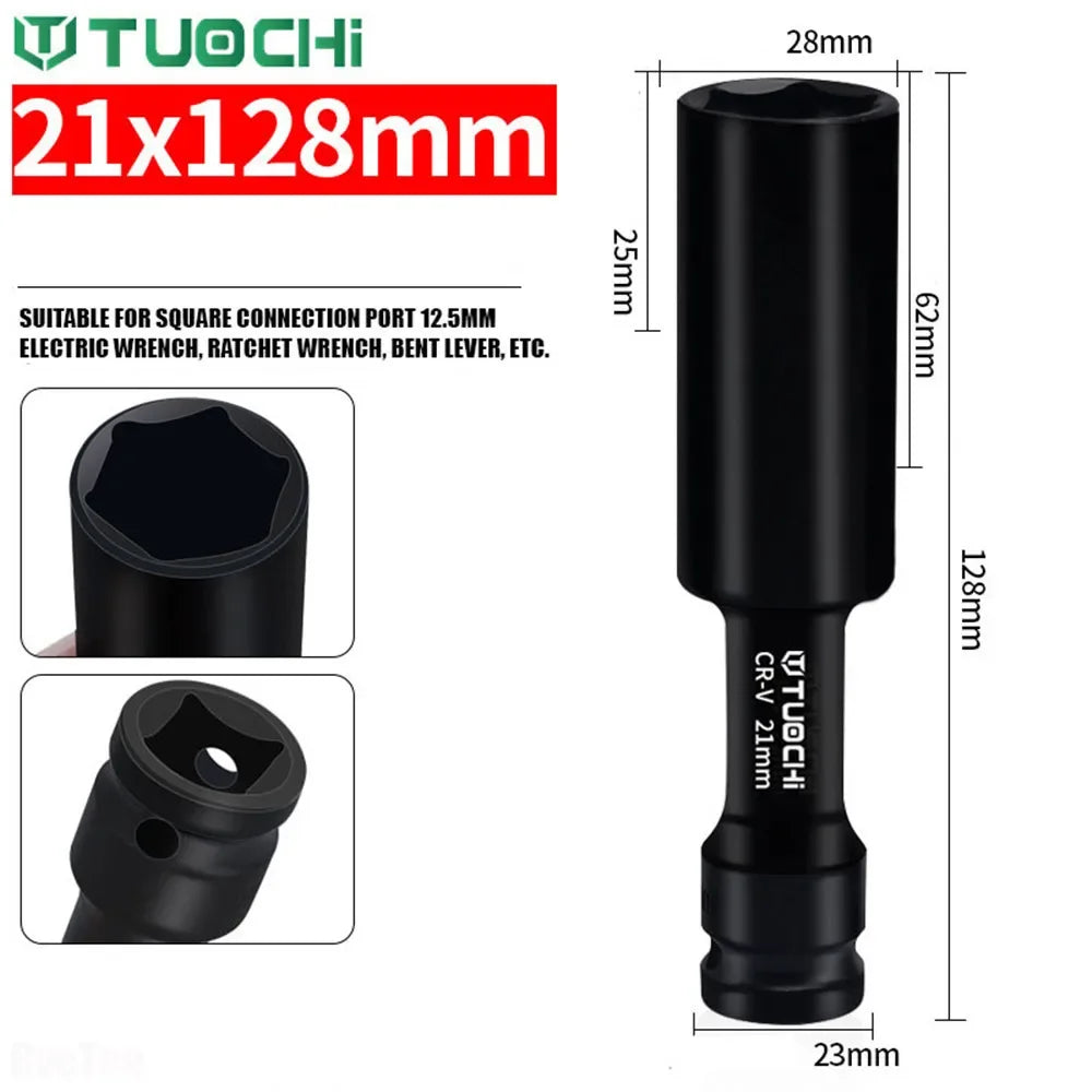 Extra Long 128mm 1/2 Drive Impact Deep Shallow Socket Thin Outer Layer Hex Socket for Car Machine Repair Tools Accessories