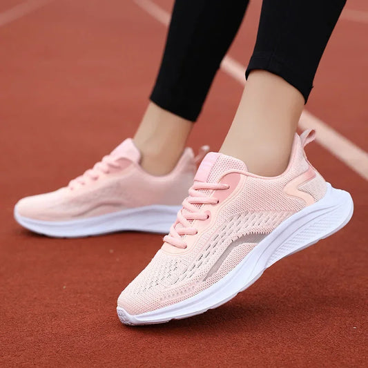 Shoes for Women Black Mesh Breathable Lace Up Sneakers Running Athletic Pink Sports Woman Footwear Y2k Fashion Shoe 2023 Trends