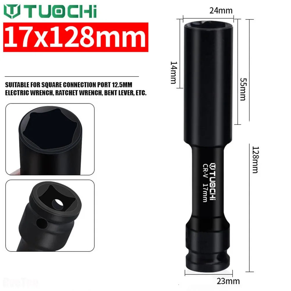 Extra Long 128mm 1/2 Drive Impact Deep Shallow Socket Thin Outer Layer Hex Socket for Car Machine Repair Tools Accessories