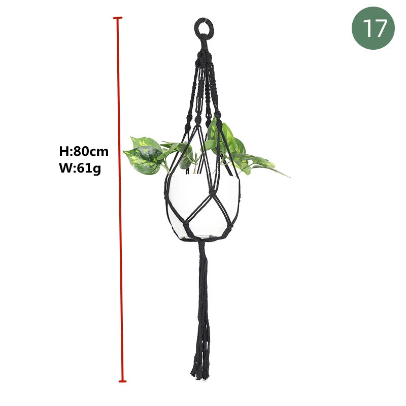 Macrame handmade plant hanger baskets flower pots holder balcony hanging decoration knotted lifting rope home garden supplies