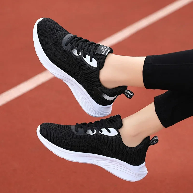 Shoes for Women Black Mesh Breathable Lace Up Sneakers Running Athletic Pink Sports Woman Footwear Y2k Fashion Shoe 2023 Trends