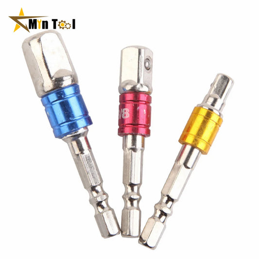 3 Pcs Drill Socket Adapter Drill Extension Drill Bits Bar Socket Adapter 1/4 3/8 1/2 Hex Shank Square Head Drill Bit Hand Tool