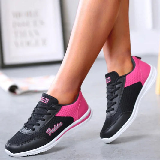 2025 New Sneakers For Women Breathable Fashion Walking Plus Size Sneakers Women Mesh Fabric Lace Up Female Footwear Shoes Women