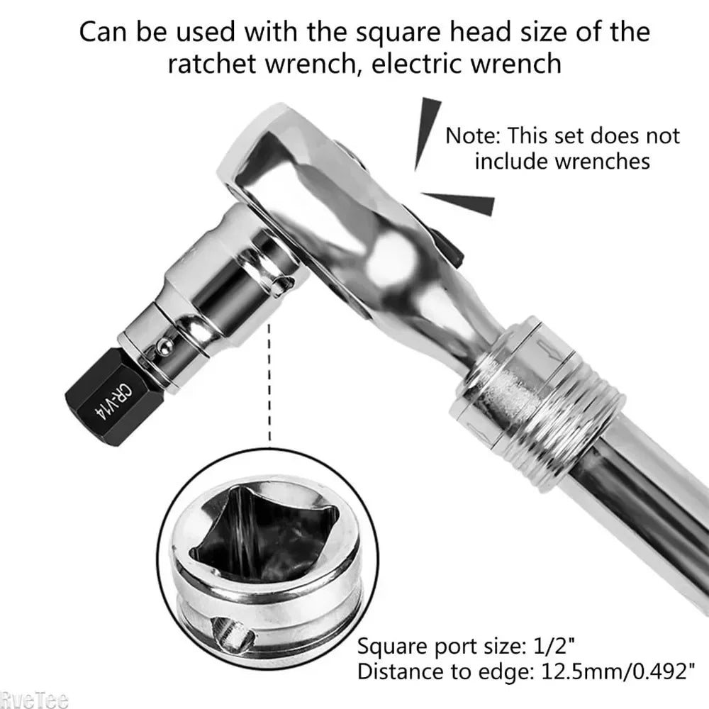 Allen Hex Bit Socket Set 14Pcs Hexagon Bit Socket 3-24mm Allen Key Hex Wrench Head Tool For Ratchet 1/2 inch Drive Screw Driver