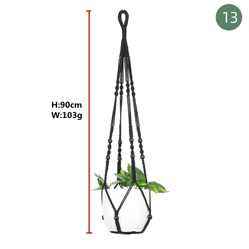 Macrame handmade plant hanger baskets flower pots holder balcony hanging decoration knotted lifting rope home garden supplies