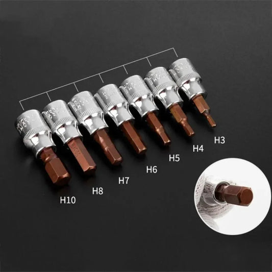 3/8 Inch Drive Hex Bit Sockets H3 H4 H5 H6 H8 H10 Sockets Wrench Screwdriver Bit Sockets Hand Tools Socket Joint Hexagonal